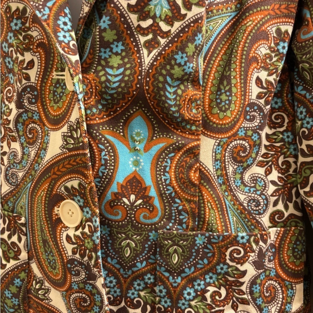 Harold’s Paisley Cotton Stretch Blazer Jacket Women’s Size 10 Boho Vtg - Picture 3 of 7